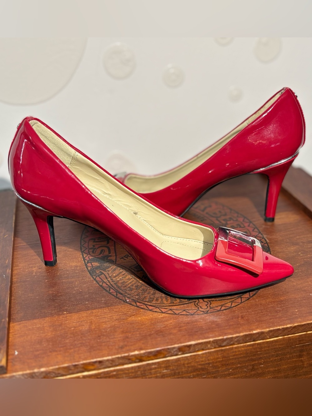 Jones New York Signature "Diana" Red Patent Leather Buckle Pumps - Size 8.5M